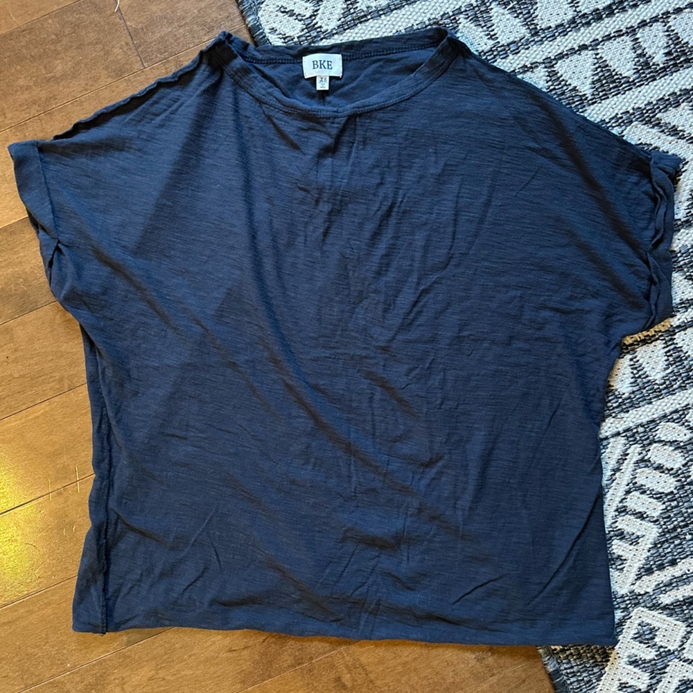 BKE Blue Short Sleeve Boxy Tee T-Shirt Women’s‎ XS Raw Hem Lived-in Cotton Modal